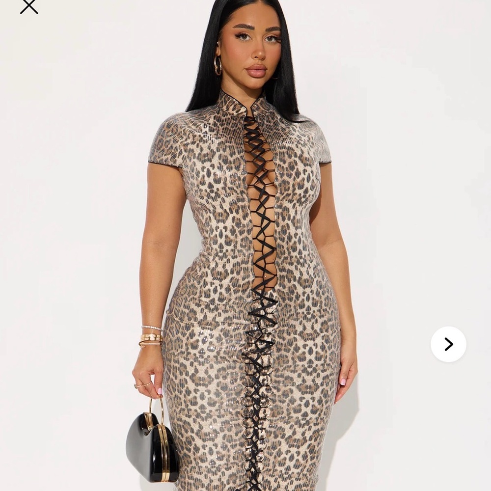 Leopard Print Lace-Up Dress